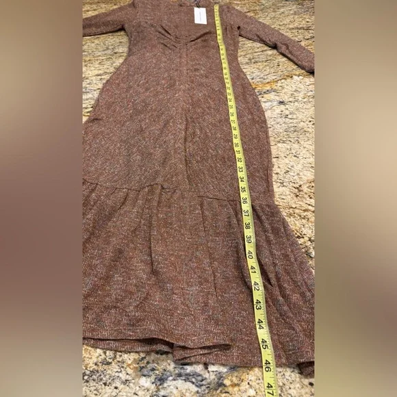 Collective Concepts Dress size Small Brown Metallic Ruched Mock Neck Midi NWT - Picture 9 of 9
